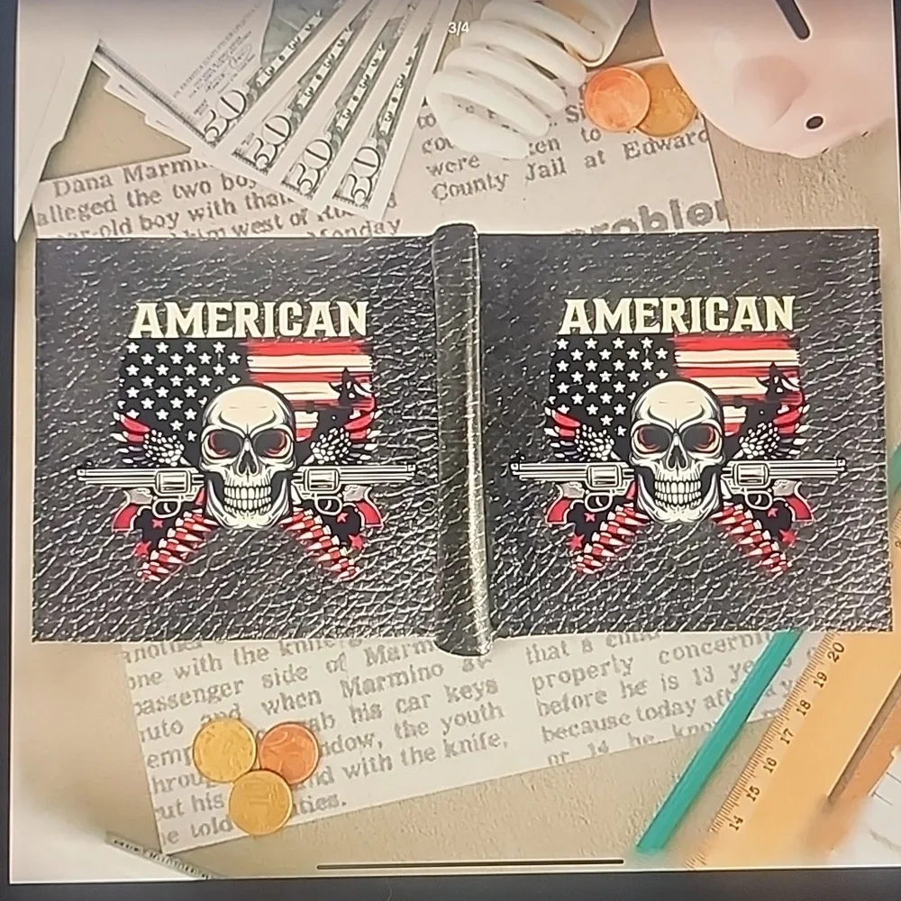 American Flag 💀 ☠️ Skull Bifold Wallet